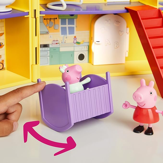 PEPPA PIG Peppa's Big Family House Playset with 3 Figures, 11 Accessories, 2025 Version with Baby Evie, Preschool Toys for Girls and Boys 3 and Up