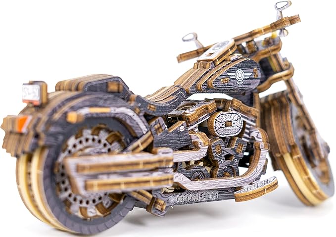 WOODEN.CITY Cruiser V‑Twin LE Mechanical Motorcycle Model Kit, 3D Puzzles for Adults – Motorcycle Puzzle for Adults and Teens; Build a Wooden Bike and Enjoy a Unique Gift