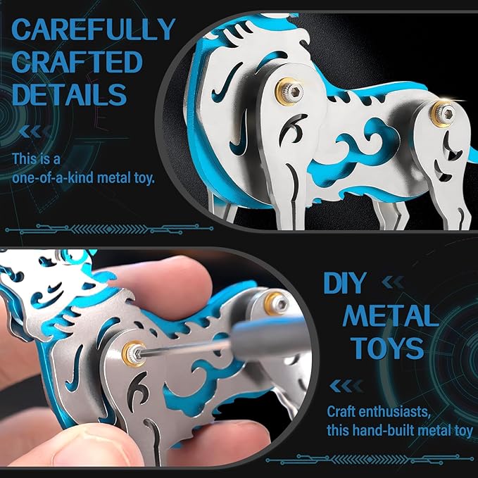 3D Metal Puzzles,3D Metal Puzzle for Adults,Mechanical Model Kit Zodiac Cattle Blue,Steel 3D Puzzles Stainless Steel Ornaments for Adults Home Decor Art Craft Gifts Toys.