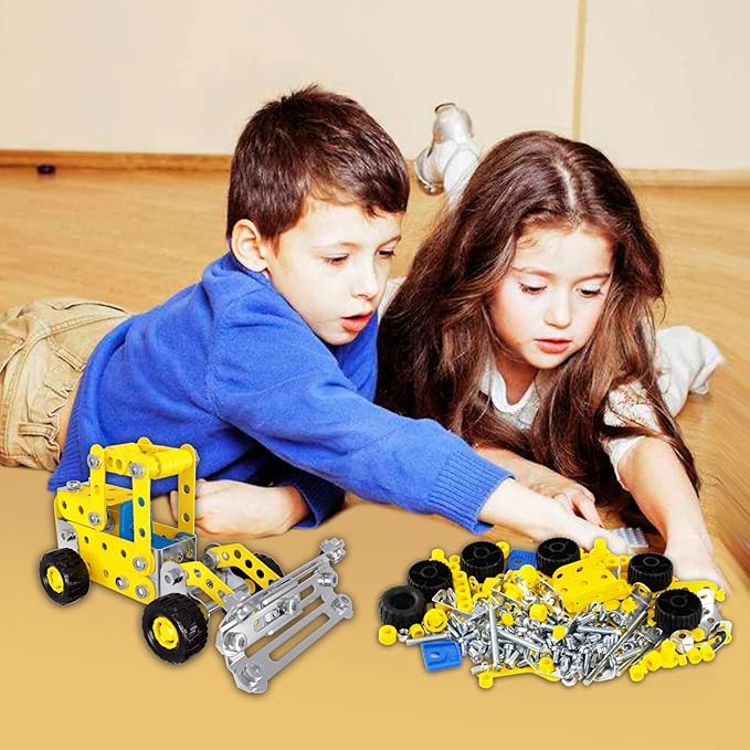 7 in 1 STEM Toys,Erector Set for Boys Age 8-12,Learning Engineering Kids Building Blocks Model Kits,Metal Construction Toys for Kids 8 9 10 11 12+ Year Old(180PCS No Motor)