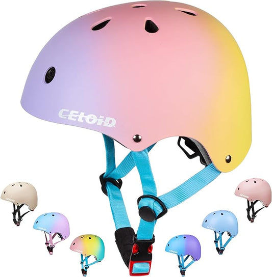 Kids Bike Helmet,Toddler Skateboard Helmets for Ages 2-3-5-8-14 Years Boys Girls，Adjustable Multi-Sport Bicycle Skateboarding Football Roller Skating Scooter Rollerblade Balance Bike Helmet