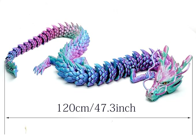 47.3inch Super Large 3D Printed Dragon Models,Flexible Joint Animal lacertid Figurines, 3D Printing Stuff Cheap,Stress Relief, Fidget restlessness, ADHD Toys, Surprise Fantasy Gifts (47.3inch)