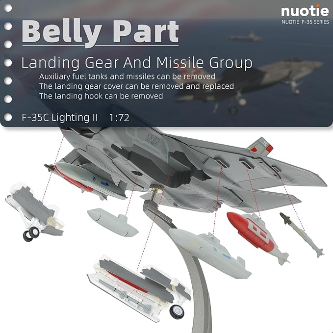 F-35C Lightning 1/72 Metal Fighter Model Kits with Stand VX-23 3 Versions ABC Diecast Alloy Jet Replica Pre-Build Military Aircraft Collection for Display or Gift (USN VX-23 73)