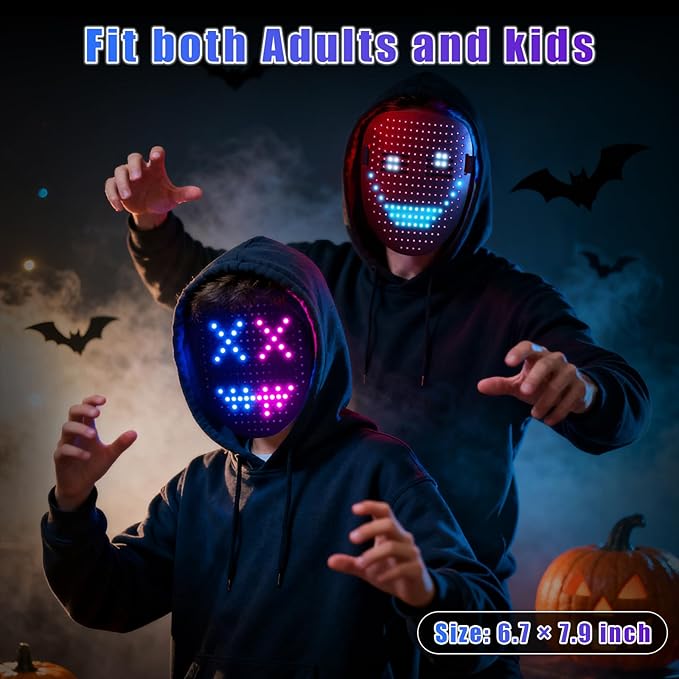 QAQ LED Mask Light Up Mask with Gesture Sensing, Cool Stuff Toys Gifts for Boys Girls, Cool Toys Gifts for Halloween Costumes Christmas Birthday Party