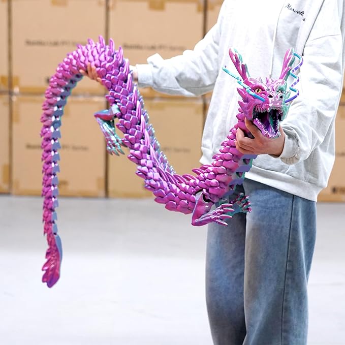 47.3inch Super Large 3D Printed Dragon Models,Flexible Joint Animal lacertid Figurines, 3D Printing Stuff Cheap,Stress Relief, Fidget restlessness, ADHD Toys, Surprise Fantasy Gifts (79inch)