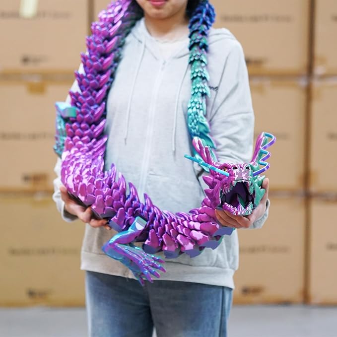 47.3inch Super Large 3D Printed Dragon Models,Flexible Joint Animal lacertid Figurines, 3D Printing Stuff Cheap,Stress Relief, Fidget restlessness, ADHD Toys, Surprise Fantasy Gifts (79inch)