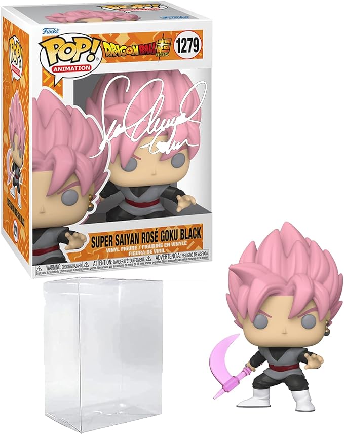 Sean Schemmel Super Saiyan Rose Goku Black #1279 Voice Actor Facsimile Signed Reprint Laser Autographed Funko POP! Anime Animation Dragon Ball Z Figurine with Protector Case