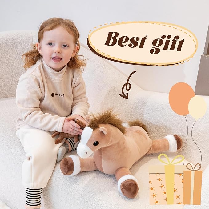 5Pcs Horse Stuffed Animal, Large Mommy Horse Stuffed Animal with Babies Inside, 3.3 lbs Weighted Pony Stuffed Animals, Soft Plush Toy for Kids Boys Girls on Birthday Children's Day Christmas