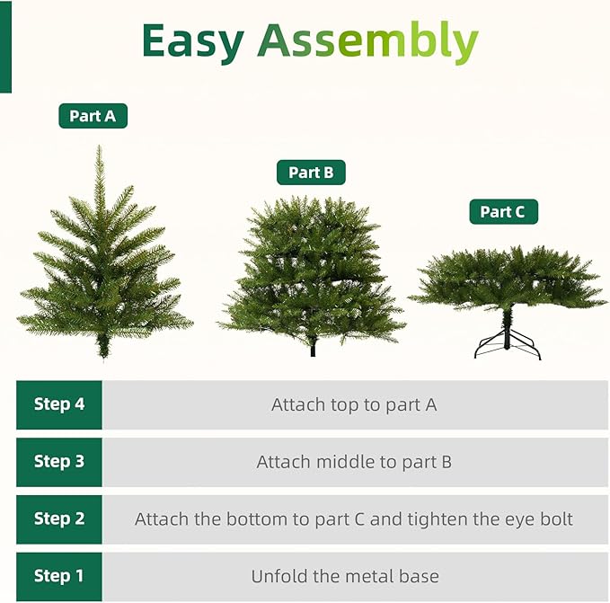 7FT Unlit Christmas Tree Green, Dunhill Fir Artificial Tree with 2144 PVC Branch Tips, Realistic Full Shape, Foldable Metal Stand for Indoor Home, Office & Holiday Decoration