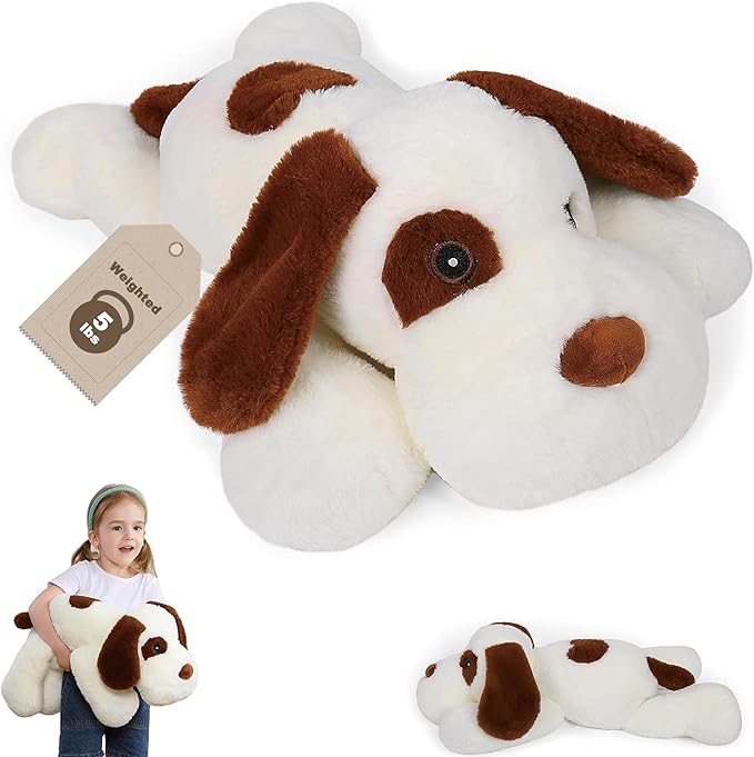 5lbs 24in Dog Weighted Stuffed Animals, Large Weighted Dog Plush, Weighted Stuffed Animal Plushies Pillow Gifts for Adults and Kids, Boys, Girls