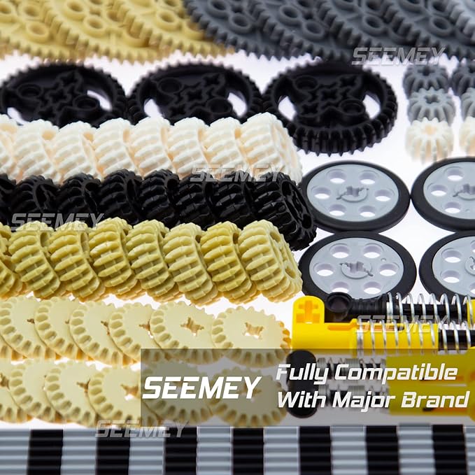 844Pcs Pins-Gears-Axles Set Compatible with mainbrands-Technical-Parts, Latest differentials Chain Link Connector Joints Tank Track Car-Wheels-Tires Shock-Absorber Steering Shaft