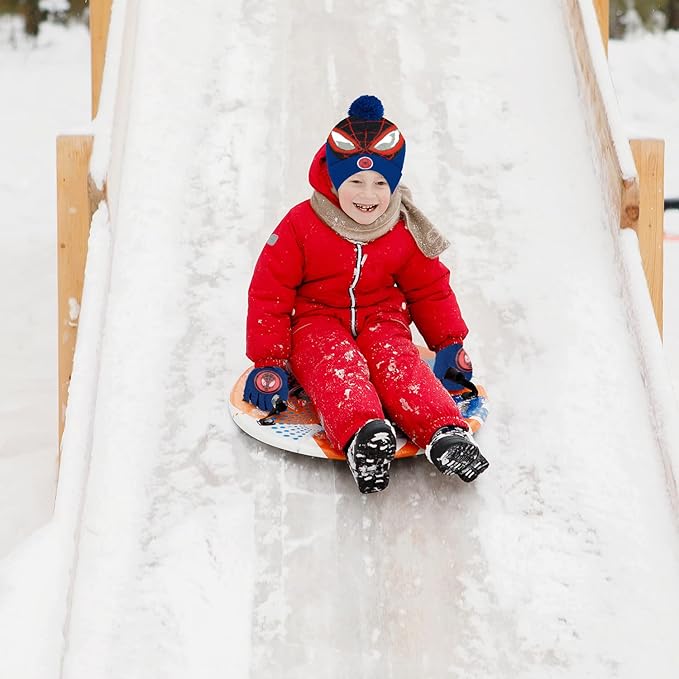 Marvel Spider-Man Kid’s Winter Hat and Snow Gloves for Boys and Toddlers, 2 Pc. Set, Pom-Pom Beanie with Warm Mittens