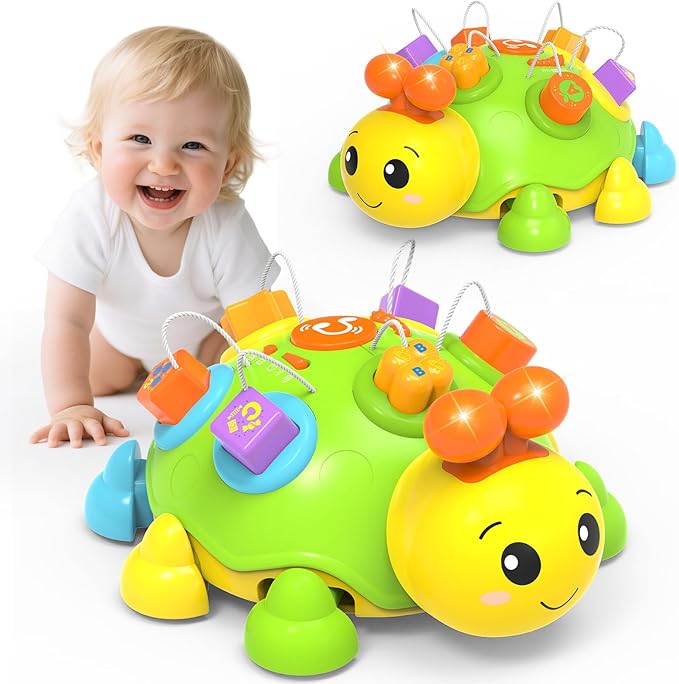 Musical Ladybug Baby Toys 6-12 Months, Infant Early Educational Learning Crawling Toys for 1 Year Old Boy, Newborn First Bithday Gift Toy for 7 8 9 10 11 Months Boys Girls (Green)
