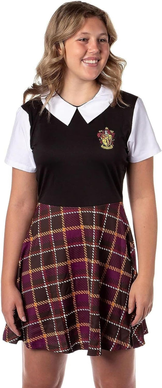 Harry Potter Costume Dress Cosplay Plaid Skirt Dresses for Women Juniors, All 4 Hogwarts Houses Available