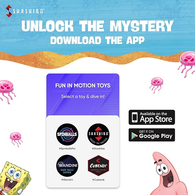 SHASHIBO Spongebob Squarepants Shape Shifting Box - STEM Magnetic Fidget Cube That Transforms Into Over 70 Shapes, Download Fun in Motion Toys Mobile App (Krusty Krab)