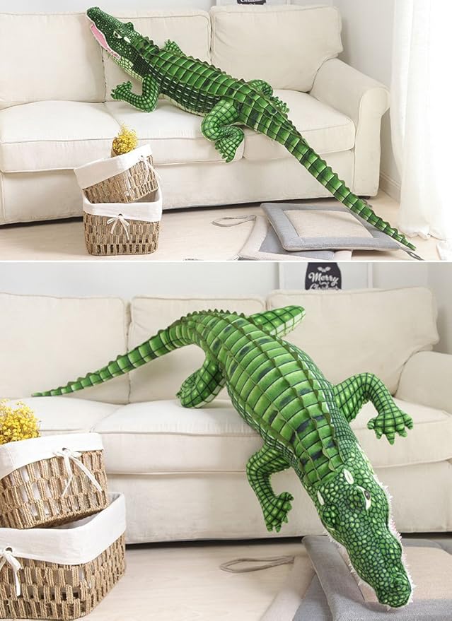 MMTTAO Alligator Plush Toy Realistic Crocodile Stuffed Animal 39 Inch Jumbo Animal Stuffed Soft Plushies Cute Dolls Collection Huggable Throw Pillow Cushion Gift for Kids Children Boys Girls, 39Inches