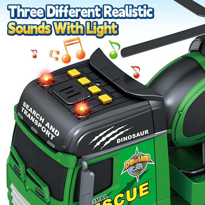 Toddler Boy Toys for 3 4 5 6 7 Years Kids, 23" Semi Flatbed Truck Toy with a Dinosaure Truck, Friction Powered Vehicles Toys with Lights and Sounds, Birthday for Boy Girls