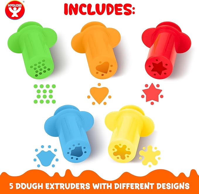 5-Piece Dough Extruder Set for Kids – Colorful Fun Shape Makers – Dough Tools & Accessories – Creative Craft Clay Tools and Toys – Arts & Crafts for Kids Ages 3-5 – Preschool Classroom Activities