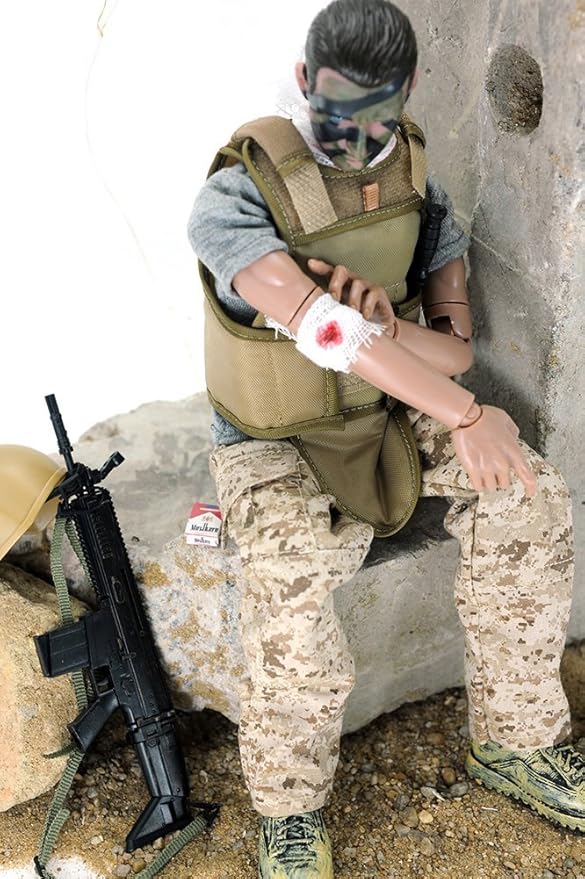 12" Wounded Soldier Action Figure 1:6 Scale Boys Children Playset
