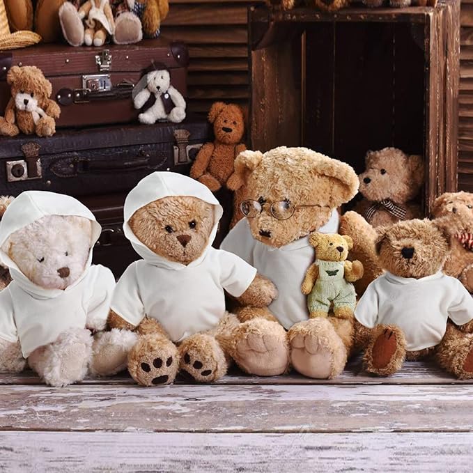 24 Pcs Stuffed Bear Clothes Bulk Sublimation Blank Stuffed Animal Shirt Plush Bear T Shirt Classic Bear Hoodie Tee Shirt Fit 14-18 Inches Stuffed Dolls