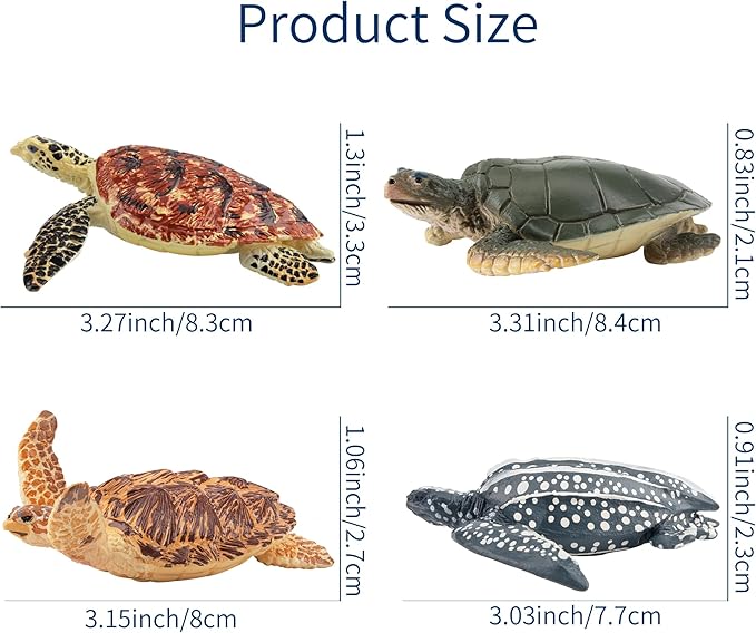 Toymany 6PCS Realistic Sea Turtle Figurines, Plastic Ocean Sea Animals Figures Set Includes of Turtles, Educational Toy Cake Toppers Christmas Birthday Gift for Kids Toddlers