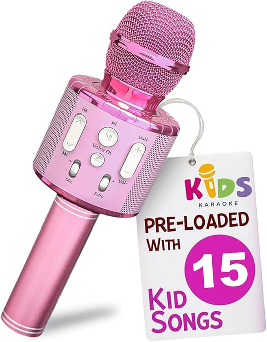 Move2Play, Kids Karaoke Microphone | Includes Pre-Loaded Songs & Bluetooth | Kids Birthday Party Gift | Toy for All Ages 2, 3, 4, 5, 6+ Year Old Girls, Boys & Toddlers