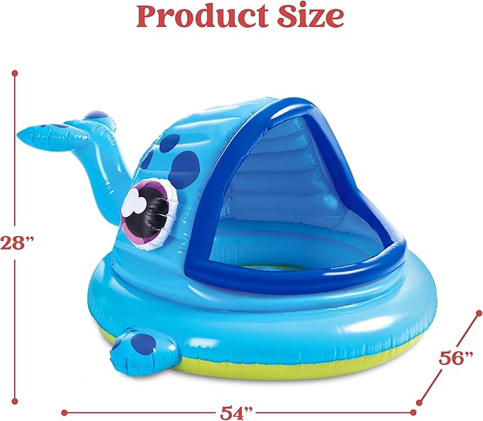 JOYIN Inflatable Shade Kiddie Pool,Whale Baby Pool Tent, Infant Swimming Pool for Kids （54" x 56" x 28"）,Blow Up Toddler Pool for Swim Party Toys Summer Water Beach Fun
