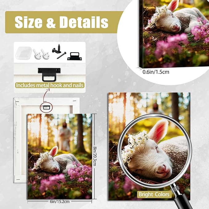 AbcCustomize Jesus Running After Lost Lamb Christian Wall Decor, Religious Wall Decor for Home, Jesus Wall Art Canvas Prints Ready to Hang, Inspirational Christian Art for Prayer Room, Baptism Gift