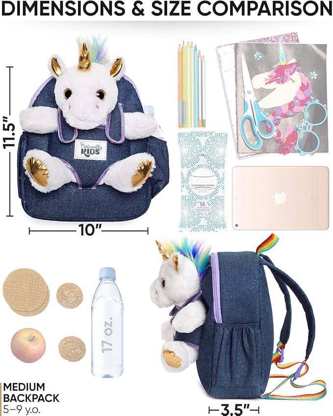 Naturally KIDS Unicorn Toys for Girls Age 4-6, Gifts for 5 Year Old Girls, Toddler Unicorn Backpack