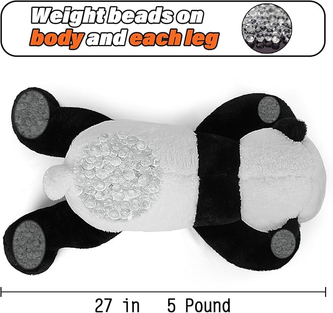 5 lbs 24" Weighted Stuffed Animals Panda Plushie, Cute Panda Weighted Plush Pillow Giant Stuffed Animals for Kids Adults