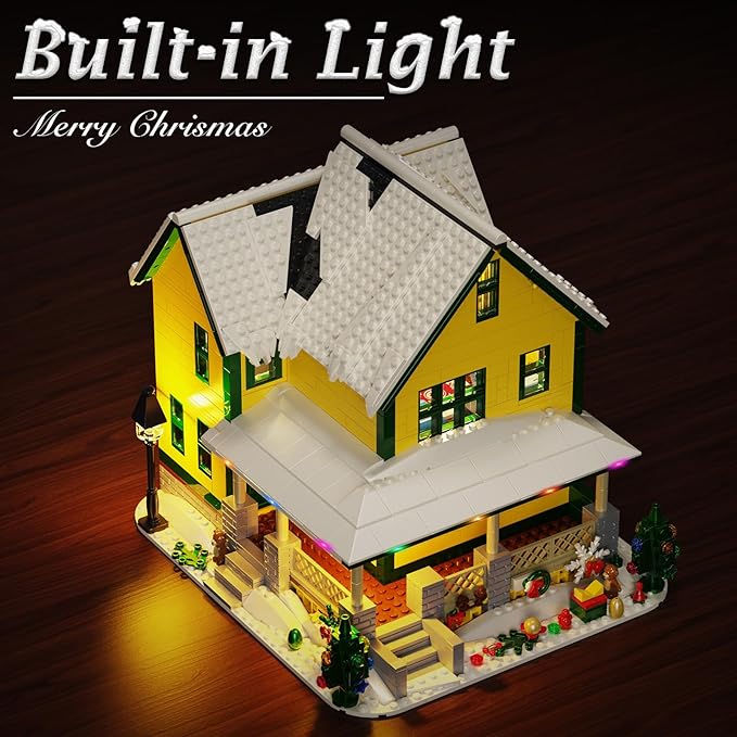Christmas House Building Set with Light, Story Movie Snow House Blocks Toy, Compatible with Lego Christmas Village House Kit, Christmas for Boys Girls, Ages 8+ (1367 PCS)