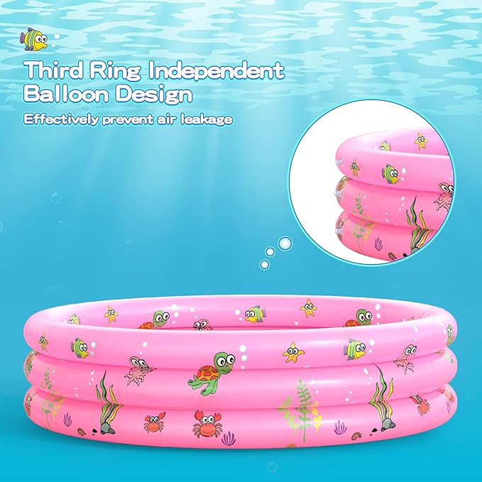Garden Round Inflatable Baby Swimming Pool, Portable Inflatable Child/Children Little Pump Pool,Kiddie Paddling Pool Indoor&Outdoor Toddler Water Game Play Center for Kids/Girl/Boy
