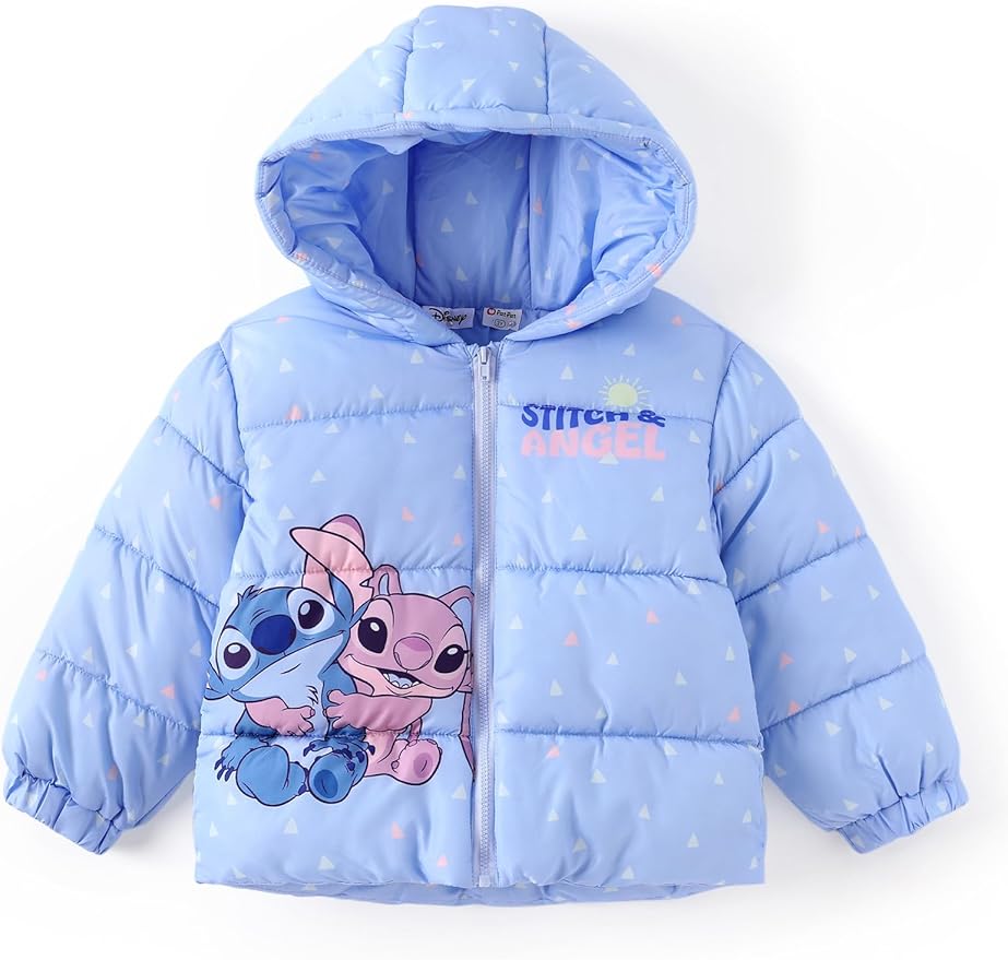 Disney Stitch Frozen Elsa Minnie Mouse Toddler Girl/Boy Puffer Jacket Kids Heavyweight Hooded Warm Winter Down Coat 2-13Years