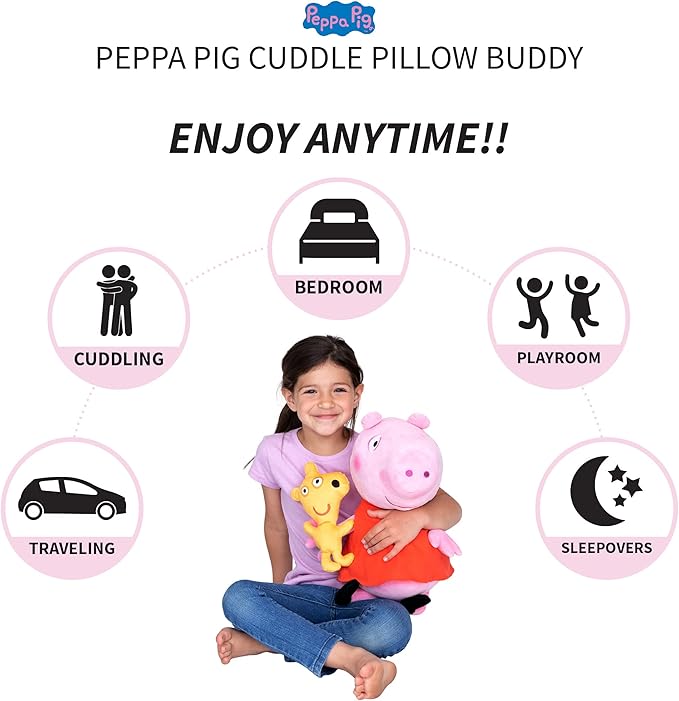 Peppa Pig Kids Bedding Super Soft Plush Cuddle Pillow Buddy, One Size, By Franco