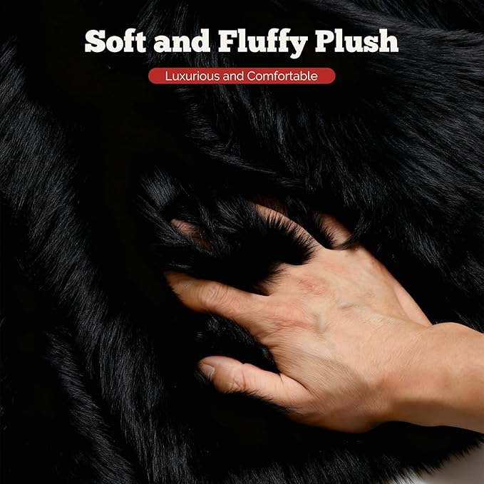 iMucci 30inch Christmas Tree Skirt Wool Fur Black Tree Skirt Small Tree Skirts Black Trees Skirt Holiday Party Decoration