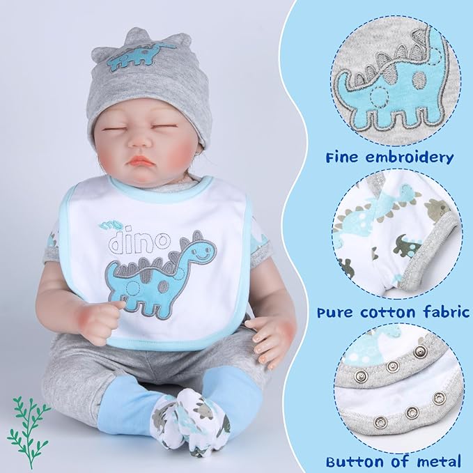 12 Pcs Reborn Baby Dolls Clothes with Backpack for 17-22 Inch Reborn Newborn Doll Clothes Outfits Accessories Baby Boy Doll Clothing Gift Sets