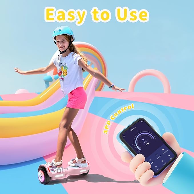 6.5" Bluetooth Scooter, LED Lights & APP & Music Speaker, Long Battery Life, Gifts for Kids & Adults & Girls & Boys, for All Ages