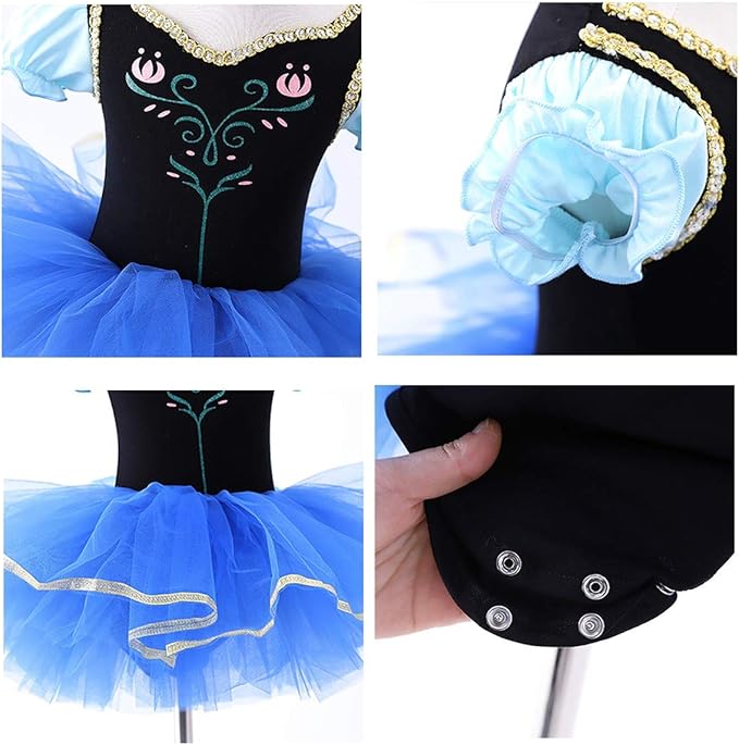 DYMCII Baby Girls Princess Ballet Dress Short Sleeve Leotards Skirted Tutu Dancewear Halloween Christmas Party Fancy Costume