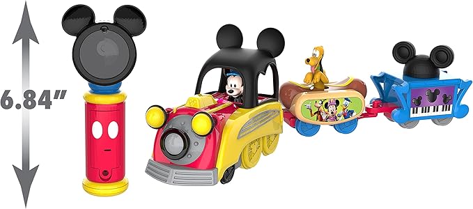 Disney Junior Mickey Mouse Funhouse Light the Way Train, Musical Toy Train Set with Controller, Preschool