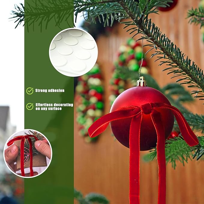 24Pcs Velvet Ribbon 5 x 7 Inch Christmas Ribbon 3/8 Inch Wide Christmas Bows Vintage Velvet Bows for Christmas Tree Red Bows for Christmas Tree Decorations