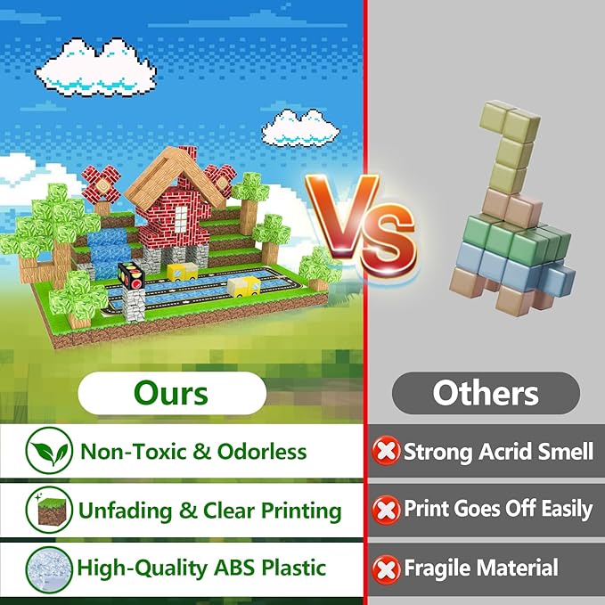 100PCS Magnetic Building Blocks for Kids Ages 4-8,Magnet STEM Sensory Toys-Tiles Road Track, Mine World Build Set, Christmas Birthday Gifts Toy