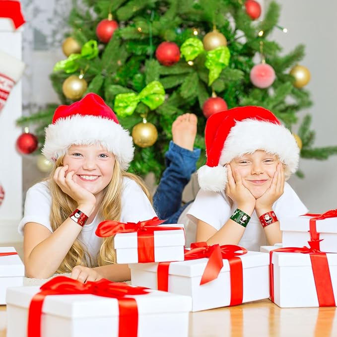 48 Pcs Christmas Slap Bracelets - 12 Styles for Party Favors, Stocking Stuffers & Decorations