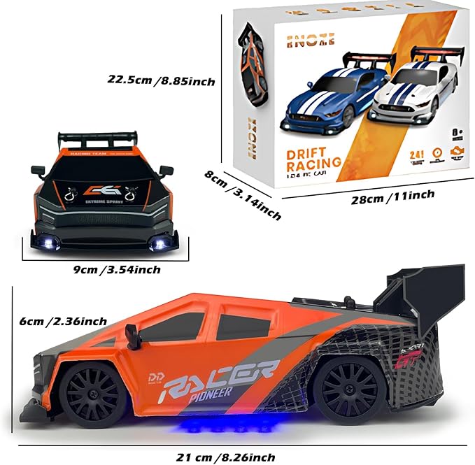 1:24 RC Cybercar, 2.4GHz RC Drift Cars with LED Light, Race Car Toys for Boy Girl 8-12 Years Old, Speed Adjustable 25Km/H,High Speed RC Racing Cars Perfect Toy Gift for Boys & Girls