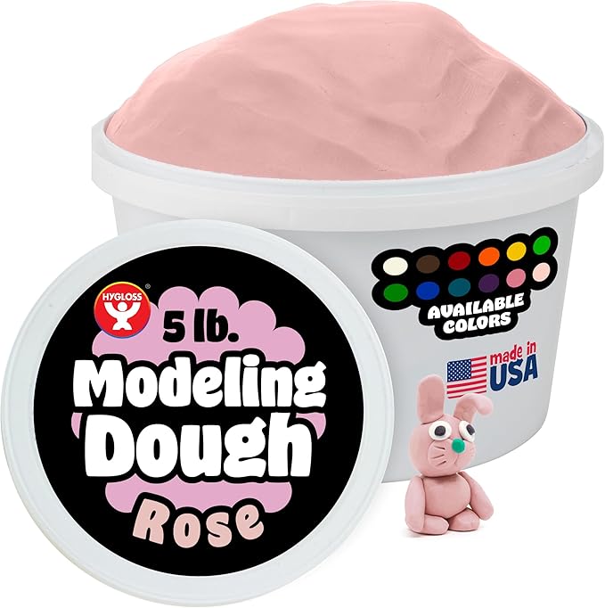 Hygloss Play Modeling Dough for Kids – Safe & Non-Toxic Sensory Dough for Arts and Crafts – 5 lb Tub – Play Clay for Toddler Activities, Preschool Classroom Must-Haves – Rose Color, Unscented
