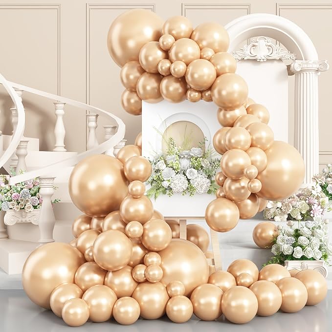Pearl Nude Double-Stuffed Balloons Arch Garland Kit, 60 Pack 18/12/10/5 Inch Different Size Pearl Beige Apricot Balloons for Wedding Bridal Shower Anniversary Birthday Baby Shower Decor