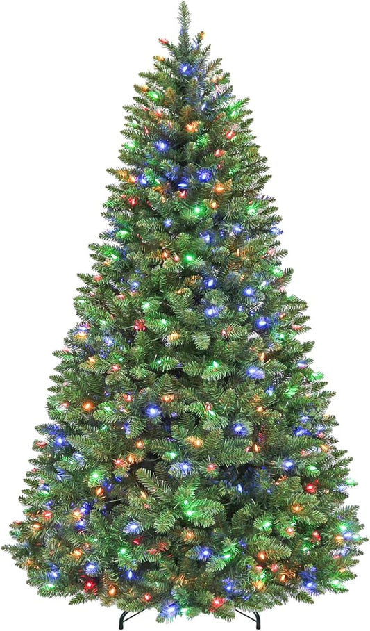 6 ft Lighted Christmas Tree with 250 Color Changing LED Lights, 1032 Branch Tips, Easy Assembly with Metal Base and Hinged Branches for Indoor Holiday, 10 Modes