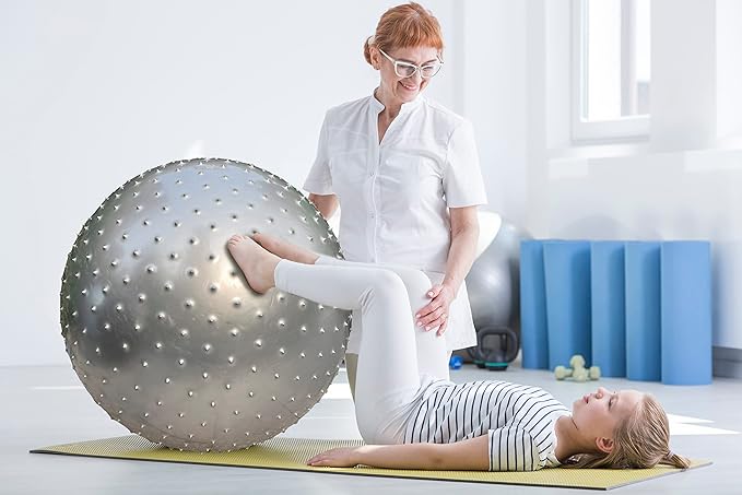 Large Sensory Massage Ball for Kids, 33.5" 85CM Bouncy Exercise Balls, Big Inflatable Balls with Tactile Spikes, Outdoor Play Yoga Balls, Large Beach Ball (2 Set Grey)