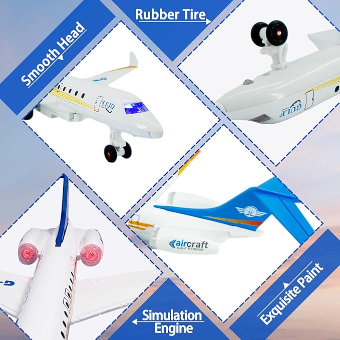 OTONOPI Model Airplane Single Airlines Die-Cast Plane Alloy Metal Aircraft Pull Back Toy Plane G650 with Lights and Sounds for Kids