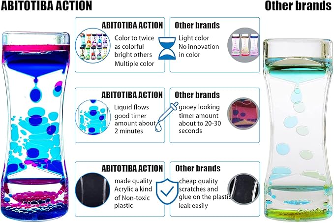 Liquid Motion Bubbler for Kids and Adults Pack of 8 Great Rainbow Series Liquid Bubbler Timer Sensory Fidget Relaxation Stress Relief and Anxiety Relief Relaxing Autism