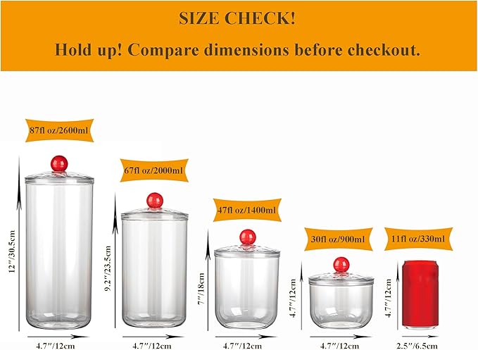 47oz Clear Candy Jar with Lid for Office Desk, Plastic Cookie Storage Jar for Kitchen Counter,1400ml